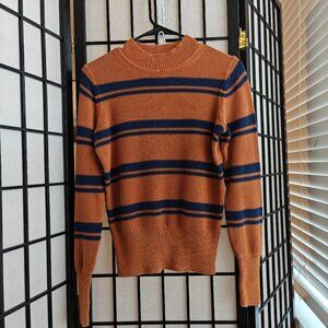 Gap Orange Blue Cropped Mockneck Sweater - S Fall Autumn Pumpkin Patch